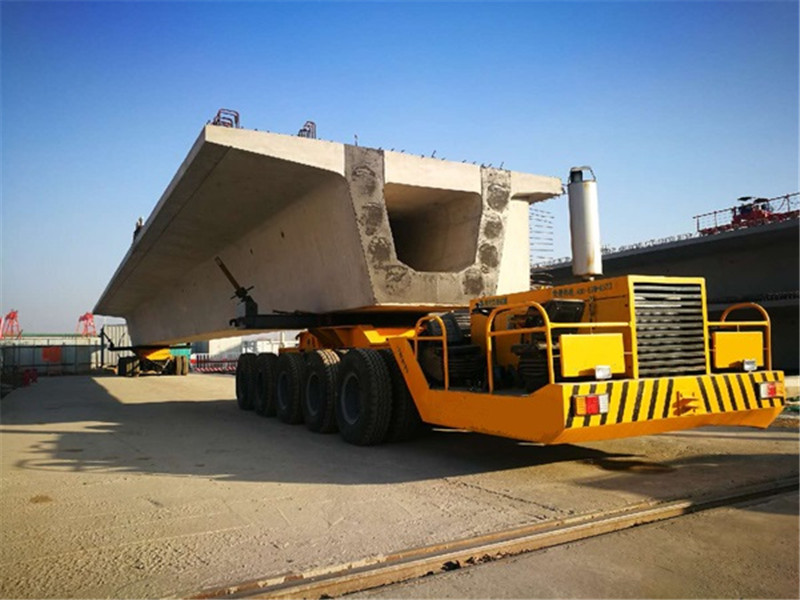 Steering axle cement beam transport truck with cylinder lock cement beam transporter low flat semi-trailer  (2)