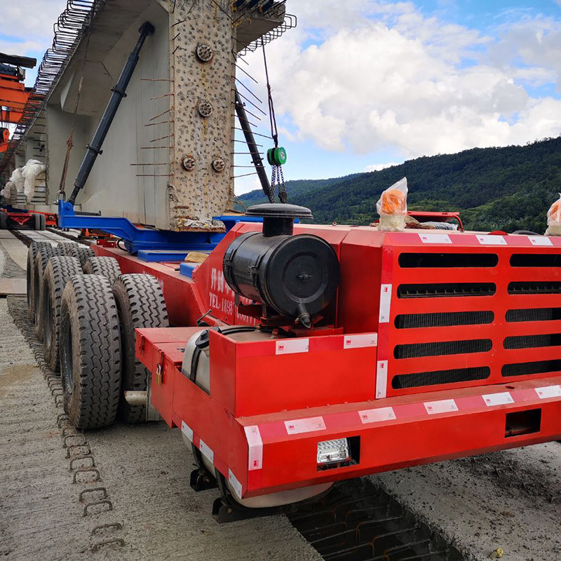Steering axle cement beam transport truck with cylinder lock cement beam transporter low flat semi-trailer 