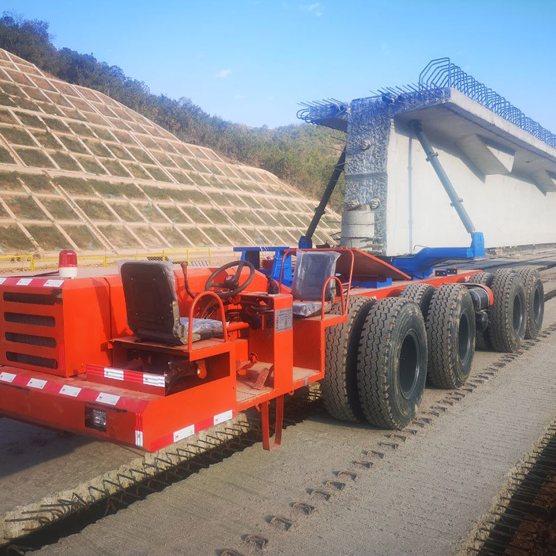 Camion di trasportu di travi di cimentu à l'asse di guida cù trasportatore di travi di cimentu à serratura di cilindru Semirimorchiu pianu pianu (3)